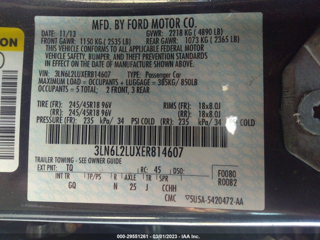 Lincoln MKZ 2014 3LN6L2LUXER814607 Image 9
