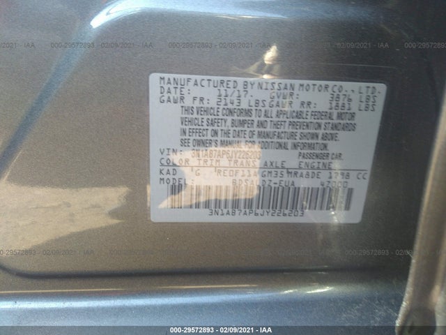 Nissan SENTRA SV 2018 3N1AB7AP6JY226203 Image 9
