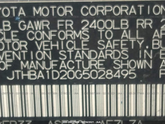 2016 Lexus IS, VIN: JTHBA1D20G5028495