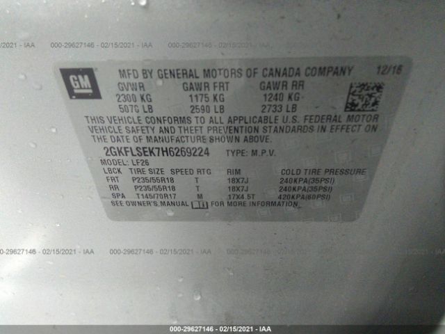 2GKFLSEK7H6269224 GMC Terrain Sle