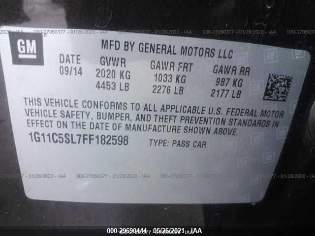 Chevrolet MALIBU LT 2015 1G11C5SL7FF182598 Image 9