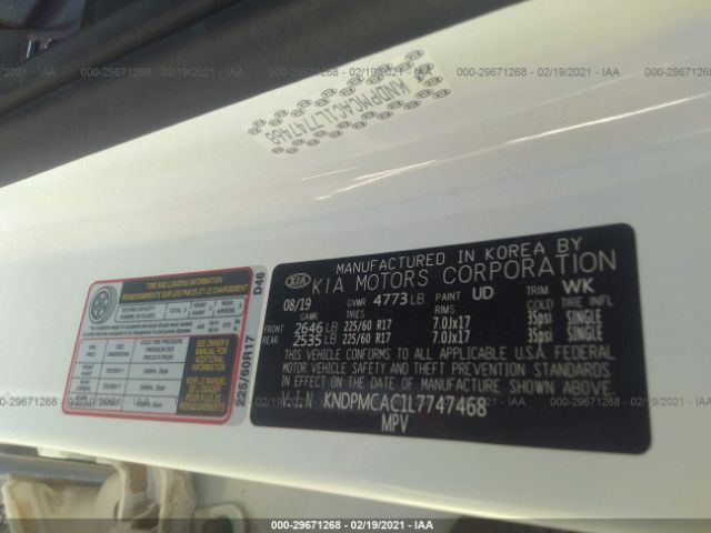 KNDPMCAC1L7747468 KIA Sportage Lx