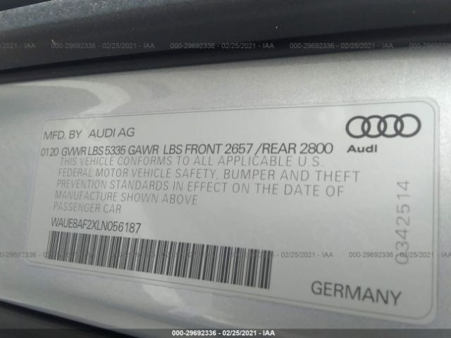 2020 AUDI A6 SEDAN WAUE8AF2XLN056187 Photo 8