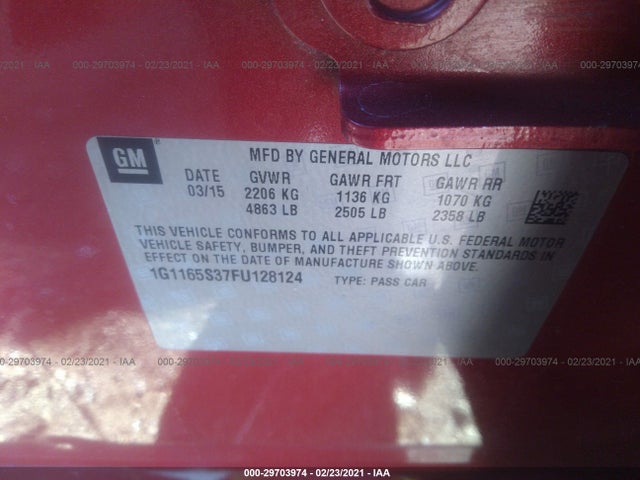 Chevrolet IMPALA LTZ 2015 1G1165S37FU128124 Image 10
