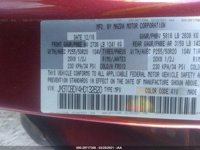 2017 Mazda CX-9, VIN: JM3TCBDY4H0132620