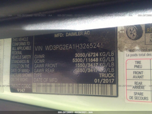 2017 Mercedes-Benz Metris, VIN: WD3PG2EA1H3265246