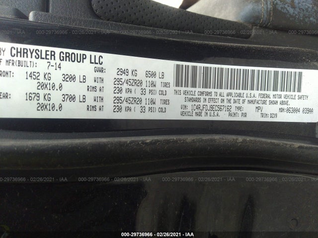 Jeep Grand Cherokee Srt8 2014 1C4RJFDJ9EC567162 Image 9