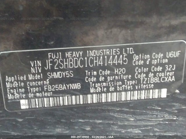 SUBARU FORESTER 2012 JF2SHBDC1CH414445 Photo 9