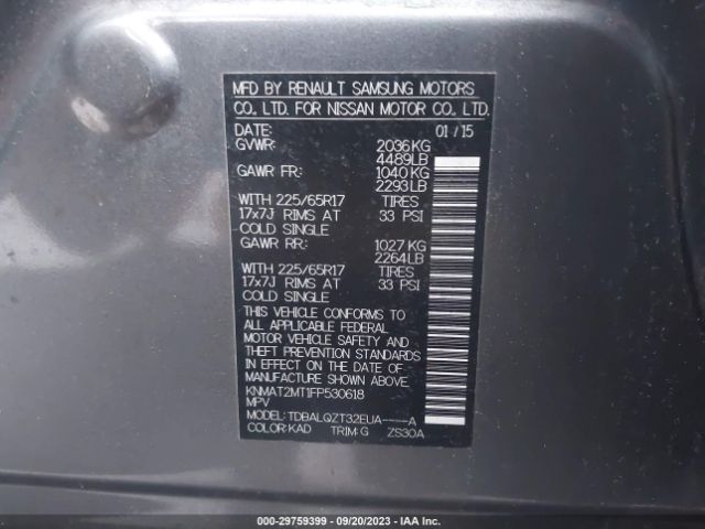 KNMAT2MT1FP530618 Nissan ROGUE SV