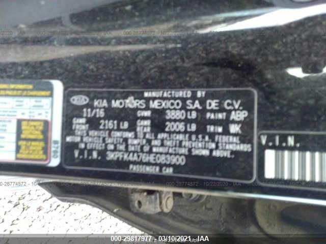 3KPFK4A76HE083900 KIA FORTE LX