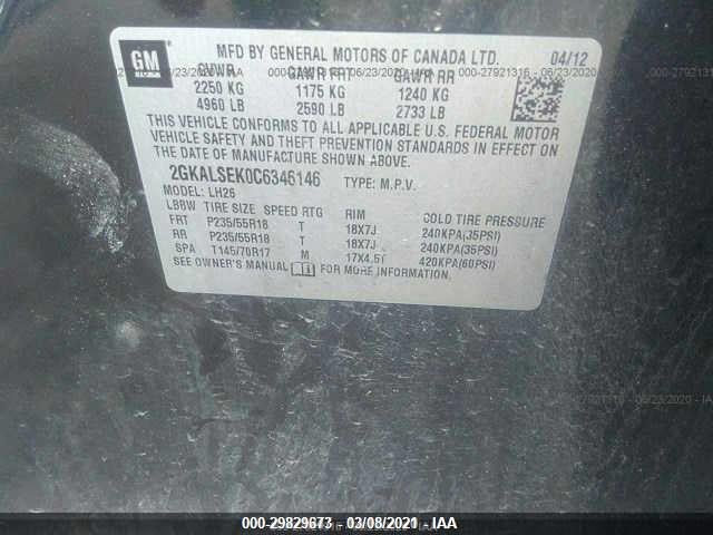 2012 GMC TERRAIN VIN: 2GKALSEK0C6346146