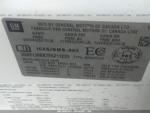 2GKFLWEK7F6211229 GMC Terrain Sle