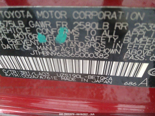 JTHBN96S365000382 Lexus GS 430