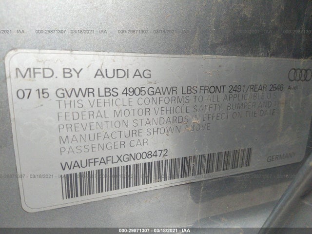 WAUFFAFLXGN008472 Audi A4 Premium Plus