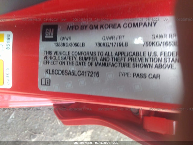 Chevrolet Spark Lt 2020 KL8CD6SA5LC417216 Image 9