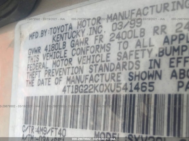 Продаж на аукціоні авто 1999 Toyota Camry Ce, vin: 4T1BG22K0XU541465, номер лоту: 29879502