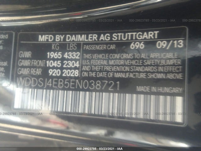 WDDSJ4EB5EN038721 Mercedes-Benz Cla-class Cla 250