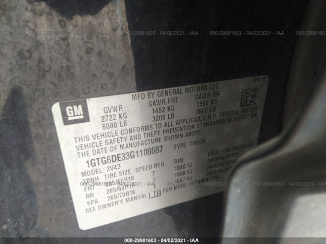 1GTG6DE33G1108687 GMC CANYON SLT