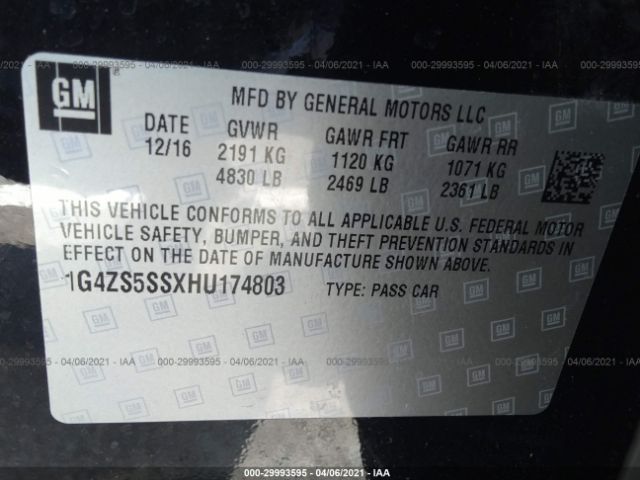 1G4ZS5SSXHU174803 Buick Lacrosse Premium