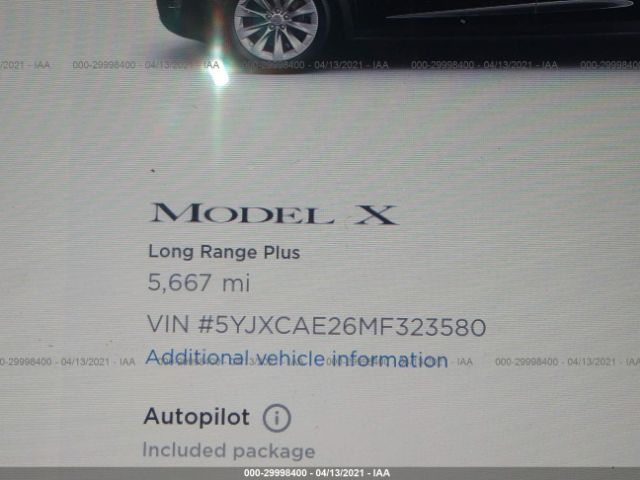 5YJXCAE26MF323580 Tesla Model X Long Range Dual Motor All-wheel Drive/long Range Plus Dual Motor All-wheel Drive