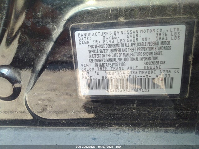 3N1AB7AP3JY327103 Nissan 2018