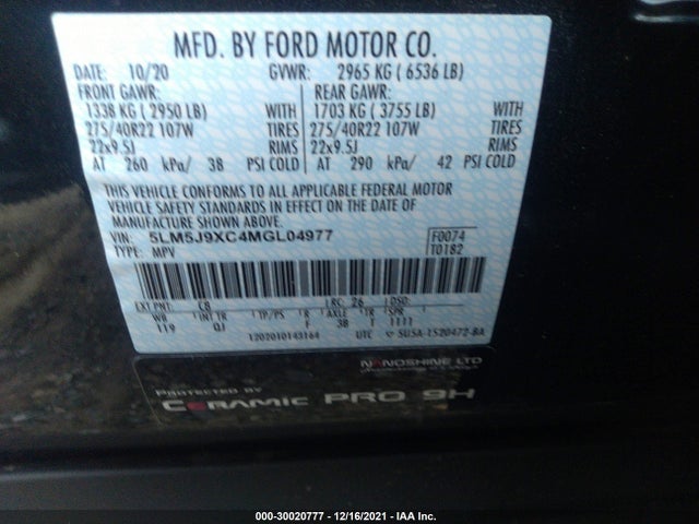 2021 Lincoln Aviator, VIN: 5LM5J9XC4MGL04977
