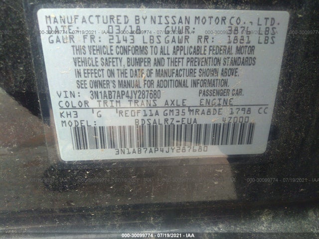 Nissan SENTRA SR 2018 3N1AB7AP4JY287680 Image 9