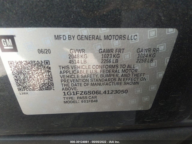 2020 Chevrolet Bolt EV, VIN: 1G1FZ6S06L4123050