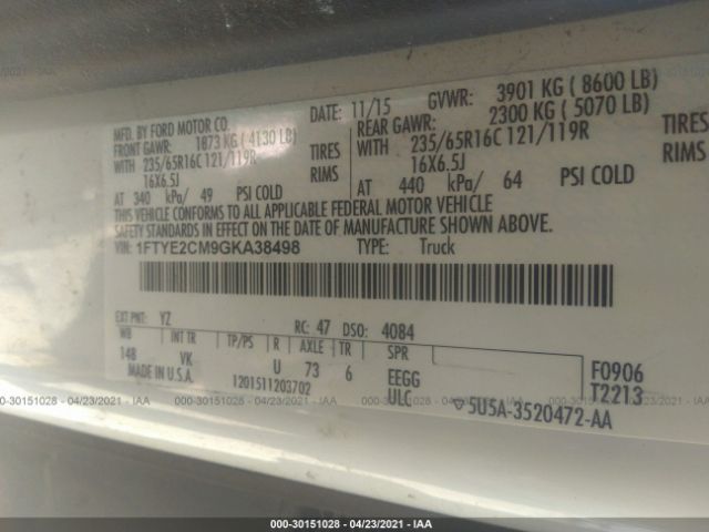 2016 FORD TRANSIT-150 1FTYE2CM9GKA38498 Photo 8