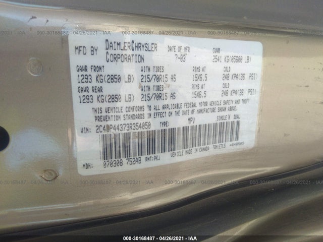 2C4GP44373R354050 Chrysler Town & Country