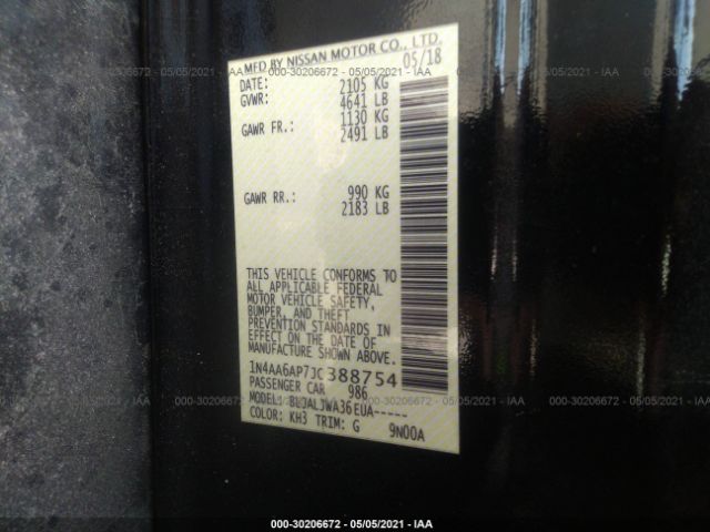 1N4AA6AP7JC388754 Nissan Maxima 3.5 Sv