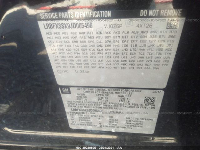 LRBFX3SX9JD005496 Buick Envision Premium