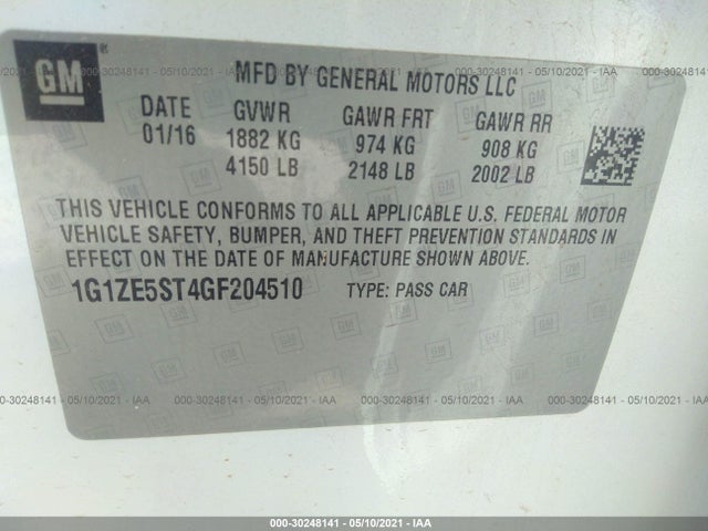 Chevrolet MALIBU 1LT 2016 1G1ZE5ST4GF204510 Image 9