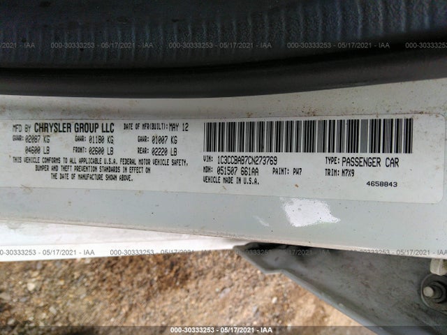Chrysler 200 LX 2012 1C3CCBAB7CN273769 Image 9