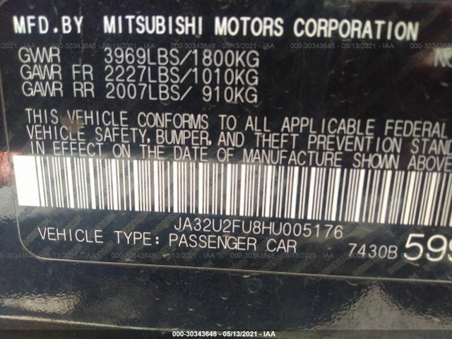 JA32U2FU8HU005176 Mitsubishi Lancer Es/le