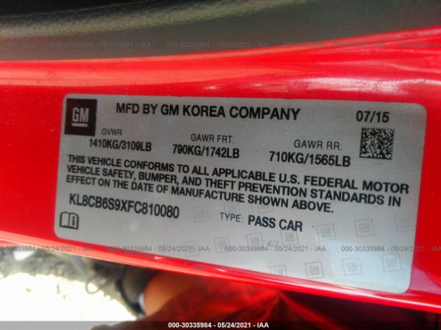 KL8CB6S9XFC810080 Chevrolet Spark Ls Cvt