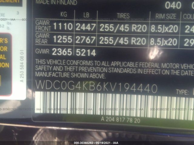 WDC0G4KB6KV194440 Mercedes-Benz GLC 300
