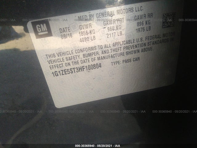 Chevrolet MALIBU LT 2017 1G1ZE5ST3HF100804 Image 10