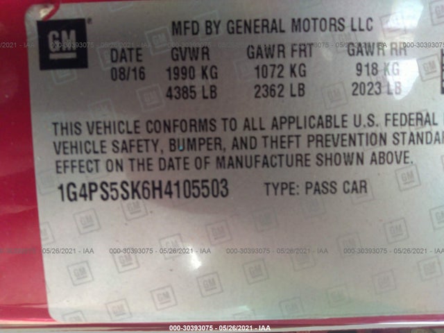 2017 Buick Verano, VIN: 1G4PS5SK6H4105503
