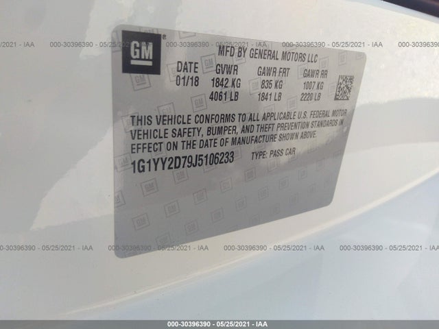 2018 Chevrolet Corvette, VIN: 1G1YY2D79J5106233