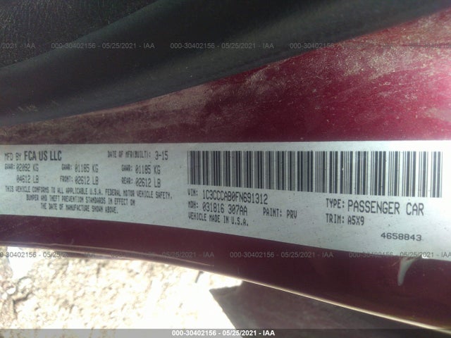 1C3CCCAB0FN691312 Chrysler 200 Limited