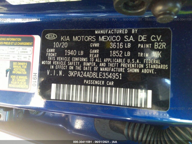 2020 Kia Rio, VIN: 3KPA24AD8LE354951