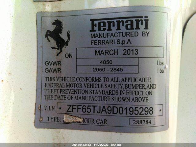 2013 FERRARI CALIFORNIA ZFF65TJA9D0195298 Photo 8