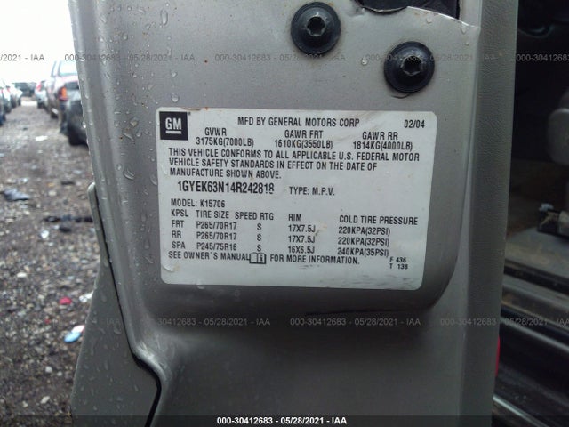 2004 CADILLAC ESCALADE 1GYEK63N14R242818 Photo 8