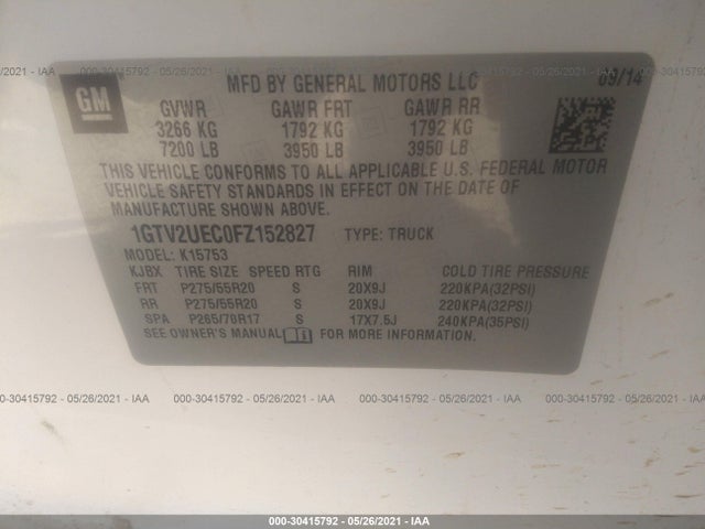 GMC Sierra 1500 Sle 2015 1GTV2UEC0FZ152827 Image 10