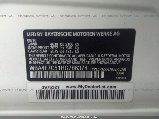 BMW 4 Series 2017 WBA4F7C51HG786374 Image 10