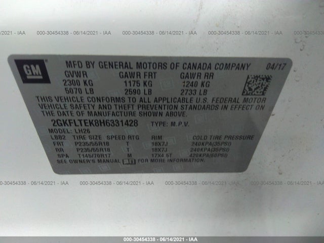 GMC Terrain Sle 2017 2GKFLTEK8H6331428 Image 9