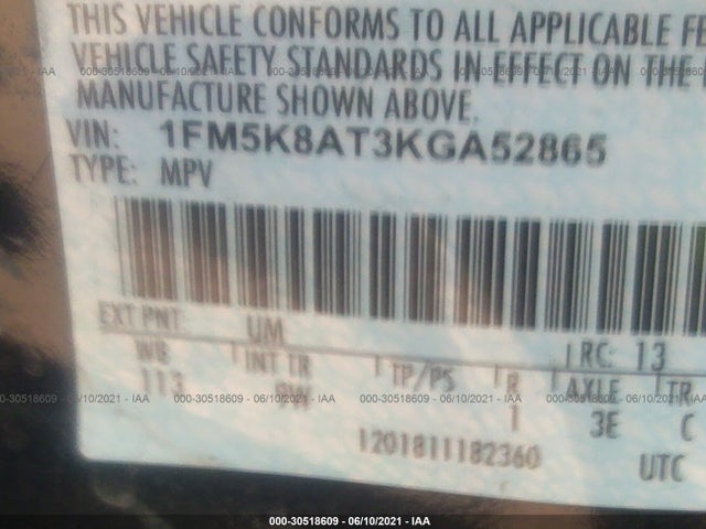 2019 Ford Explorer, VIN: 1FM5K8AT3KGA52865