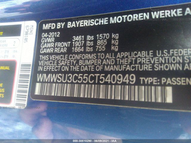 WMWSU3C55CT540949 Mini COOPER HARDTOP