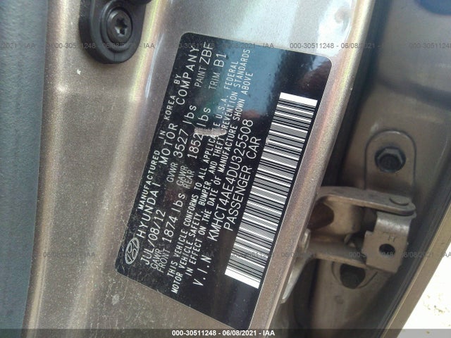 2013 HYUNDAI ACCENT VIN: KMHCT4AE4DU325508